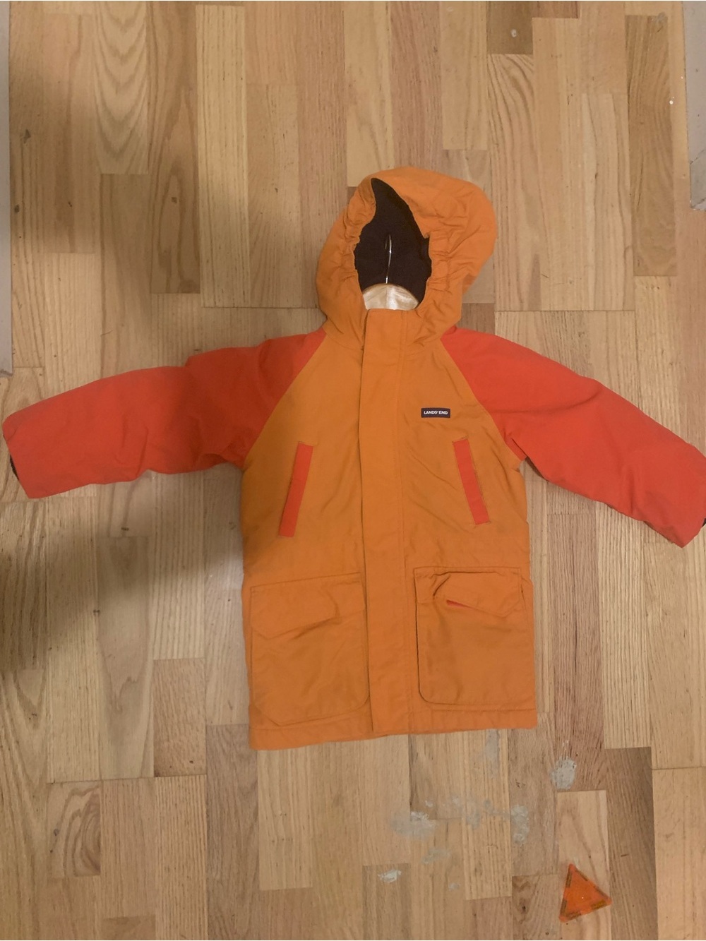 Lands End Squall Kids Orange Hooded Winter Coat sz2–3
